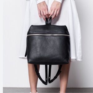 KARA Discontinued Large Black Pebbled Leather Women's Backpack EUC